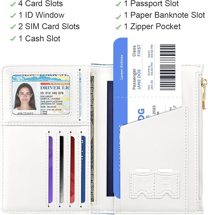 Passport Holder for Travel, RFID Blocking Passport Cover for Women Zipper | Travel Wallets, Passport Book Holder, Credit Card Holder, ID Window,SIM Card Slots, Coin & Tickets Pocket, Sea Turtle