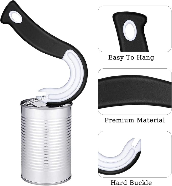 Multi-Purpose J-Shaped Can & Jar Opener, Labor Saving Lid Remover for Ring Pull Cans Glass Jars Bottles, Senior Friendly Kitchen Helper for Arthritis Hands, 1 Pack
