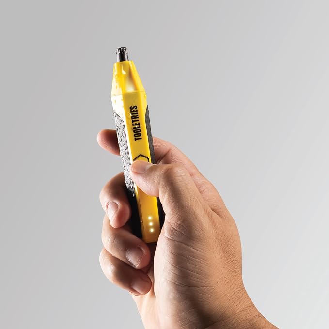 TOOLETRIES The Ranger Nose & Ear Hair Trimmer for Men - Yellow | Rechargeable waterproof trimmer with stainless steel dual-edge blades, LED spotlight and travel lock.