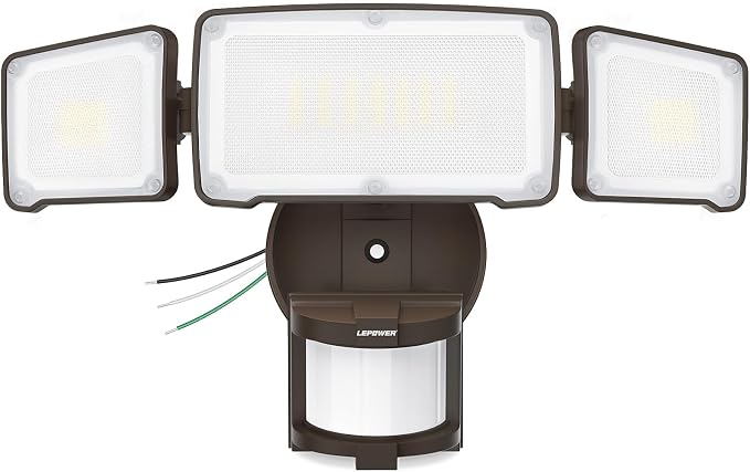 LEPOWER LED Security Light Motion Sensor Outdoor Lights, Bright 38W 4200LM | 72 FT Range, IP65, Easy to Install, 180° Motion Sensor, 5500K, 3 Head Detected Waterproof Flood Light for Garage, Yard, Porch