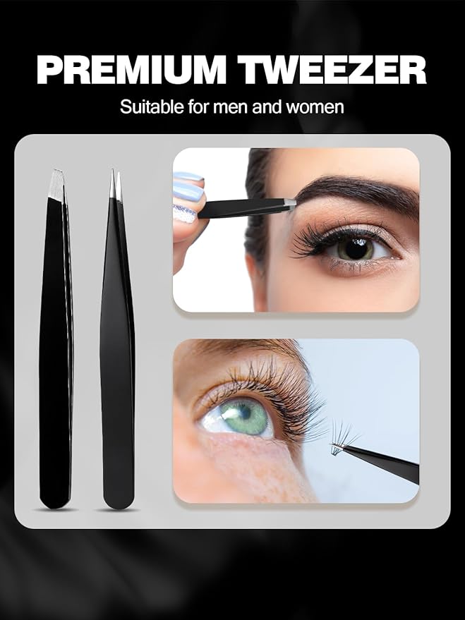 20X&40X Magnifying Mirrors with Suction Cups and 2 Tweezers Set，3.5 inches Magnified Makeup Mirror, Black, 2PCS