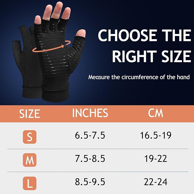 Beieverluck 4 Pairs Copper Arthritis Compression Gloves Fingerless Arthritis Carpal Tunnel Pain Relief Gloves For Men Women