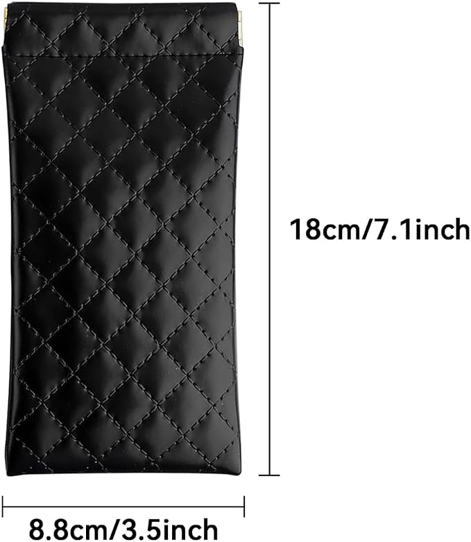 ZACI Leather Eyeglass Cases Portable Sunglasses Cases Squeeze Top PU Glasses Pouch Travel Soft Trinket Organizer Bags