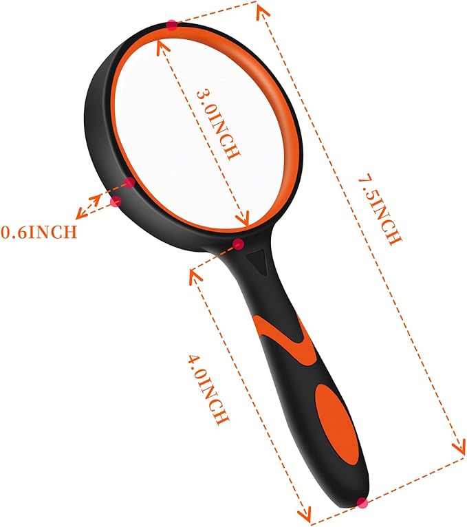 3 Pack Magnifying Glass, 10X 75mm Magnifying Glass with Non-Slip Rubber Handle, Suitable for Reading Newspapers,Suitable for Seniors