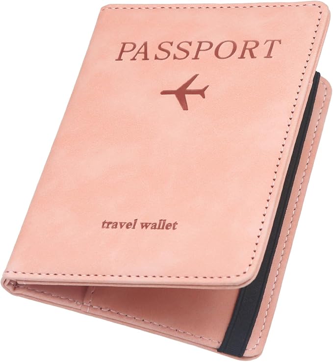 ILIYAH-Passport Cover-Passport Holder Travel Wallet-RFID Blocking Passport Case Travel Accessories Card Holder Wallet Unisex Travel Gifts (Pink)