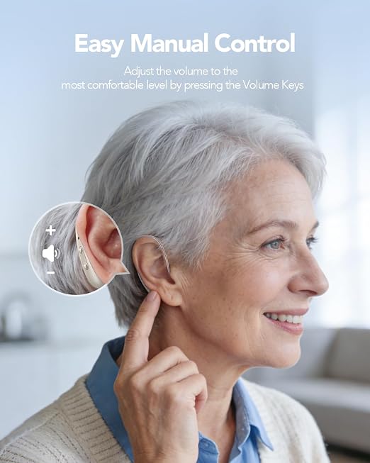 2.0 Hearing Aids for Seniors - Hearing Aids for Adults with Advanced Noise Cancellation - Easy Volume Control with Portable Charging Case