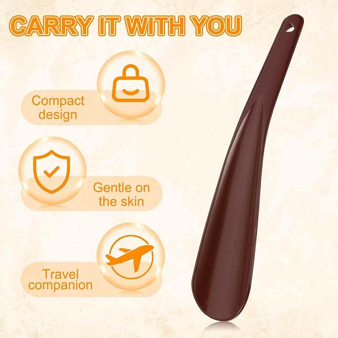 HARFINGTON Shoe Horn Plastic Straight Handle Shoe Helper Metal Shoehorns for Women Men Seniors Boots