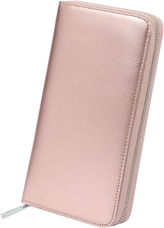 Women 36 Slots RFID Blocking Card Holder Large Long Leather Zipper Organizer Accordion Wallet,Rose Gold