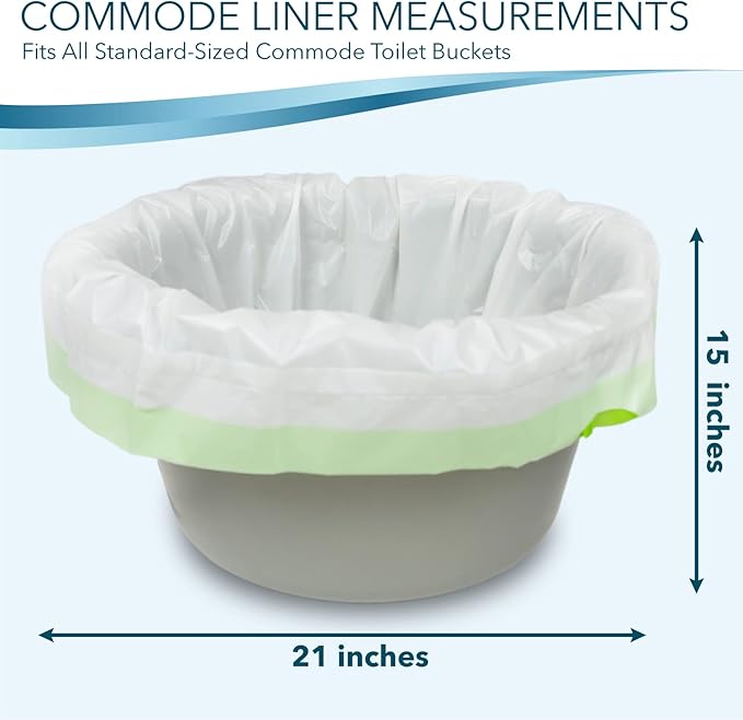 Disposable Bedside Commode Liners for Adult Portable Toilet Chair Seat Bucket and Bedpan | Value Pack of 48 Waste Bags | Universal Fit Liners for Home Medical Care