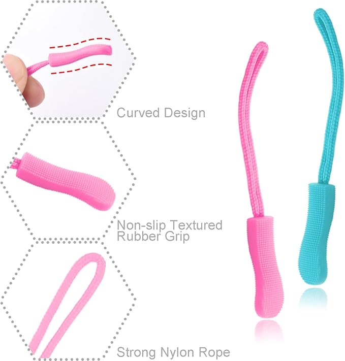 CooBigo 12Pack Zipper Pull Replacement, Golf Bag Zipper Pull Replacement Tab for Backpack, Jackets, Pants, Boots, Coats, Luggage - Light Colors(Universal Extender)