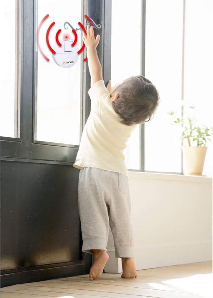EVA LOGIK Modern Ultra-Thin Window Alarm with Loud 120dB Sound and Vibration Sensors Compatible with Virtually Any Window, Glass Break Alarm Perfect for Home, Office, Dorm Room- 8 Pack