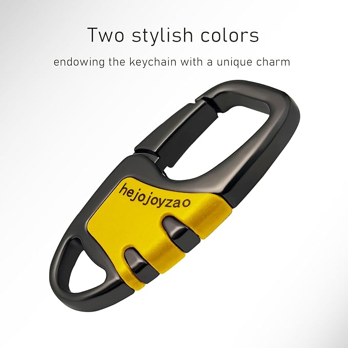 Keychain Carabiner Clip,Heavy Duty Belt Loop Car Key Ring Holder | Durable metal build, mens EDC accessory, 4 key rings, secure locking D-ring, fits belt loops, holds home, car key fobs
