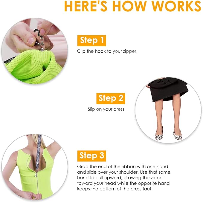 Zipper Puller Dress Yourself Aid Tool - Zipper Pull Assistant for Dress (Black)
