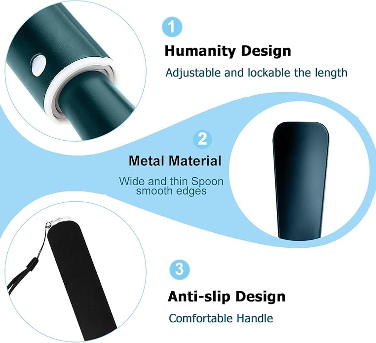 Shoe Horn,Long Retractable Aluminum Shoe Horn Long Handle for Seniors,Men,Women and Kids