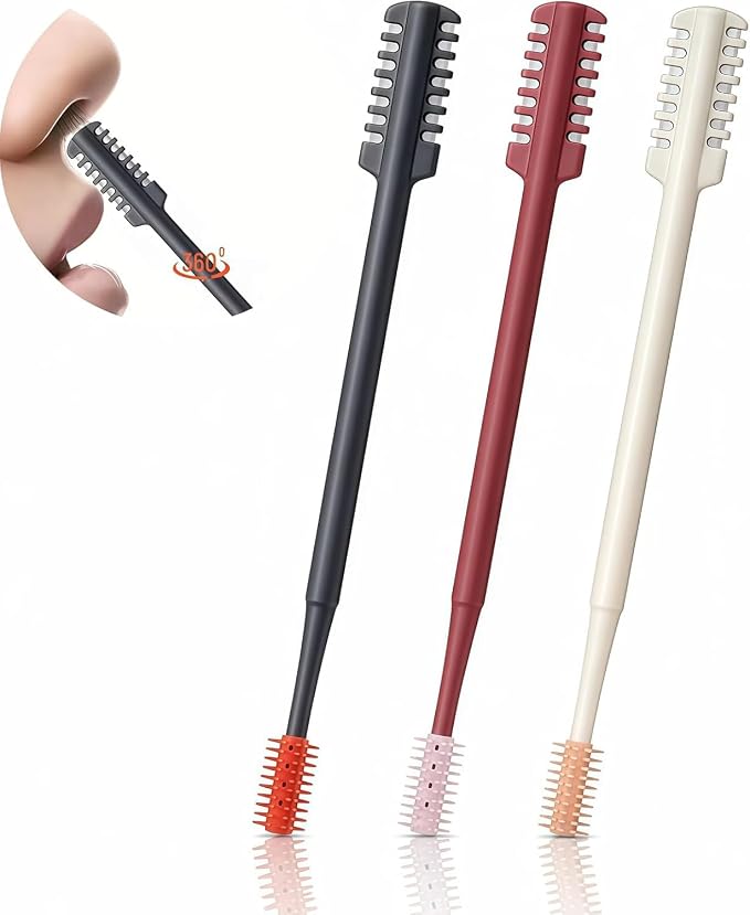 2026 Upgraded 2-in-1 Nasal Hair Cutter, 360° Rotating Double-Sided Blade, Washable Portable Grooming Tool for Men & Women, Travel Essential, (3Pack-Multicolor)