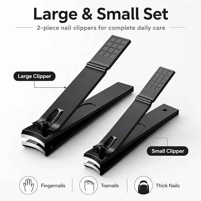 Aogeili Nail Clippers Set, Toenail Clippers & Fingernail Clipper Cutters, Ultra Sharp Stainless Steel Tools, Wide Jaw for Thick Nails, Heavy Duty Manicure Kit for Men Women Seniors