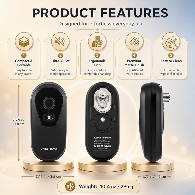 Electric Can Opener for Seniors, Arthritis & Weak Hands | Automatic Can Opener with Intelligent Auto Stop, Smooth Edge, LCD Battery Display, Child Lock, USB-C Rechargeable