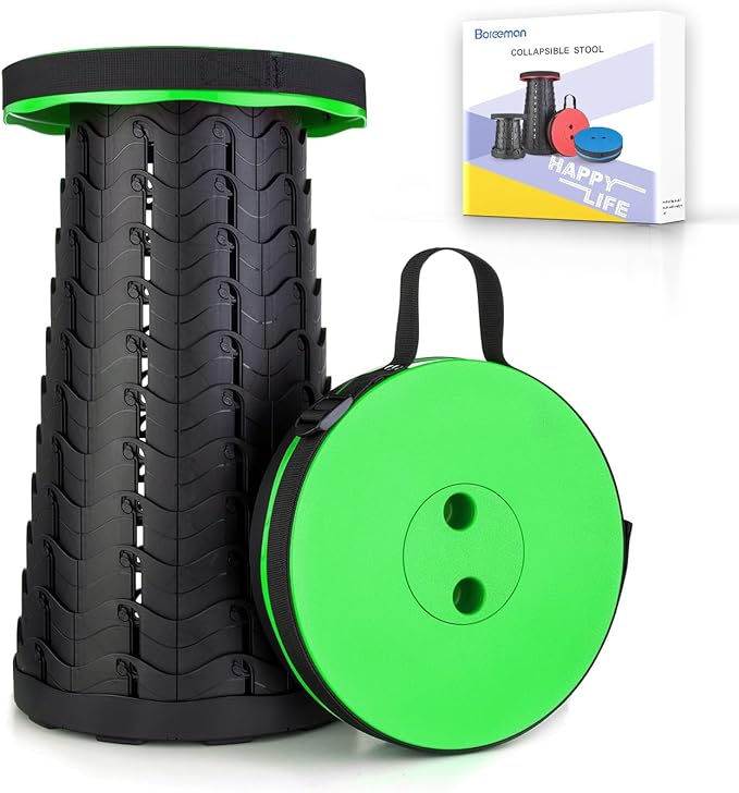 Upgraded Folding Stool Lightweight Yet More Sturdy with Load Capacity 400lbs Portable Collapsible Stool for Camping Fishing Hiking BBQ (Green)