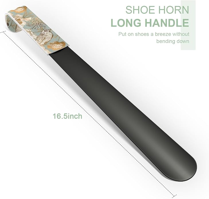 16.5 Inch Long Handle Shoe Horn for Seniors Men Women Kids, Metal Shoe Horns for Boots