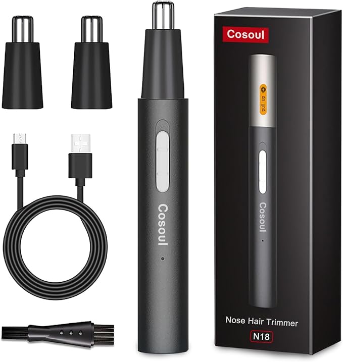 Nose Hair Trimmer for Men Women Professional, Durable Metal Body, Safe Painless Ear Nose Trimmer Shaver Clipper, Compact Portable Rechargeable USB C