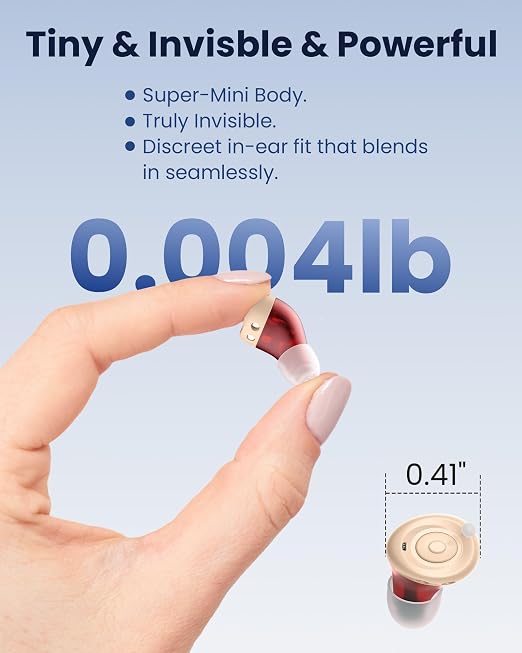 CUEME Hearing Aids, OTC Rechargeable Hearing Aids for Seniors & Adults with Hearing Loss – Mini Invisible Comfortable Design, Clear Sound, Auto On/Off, Up to 48H Battery Life, Portable Charging Case