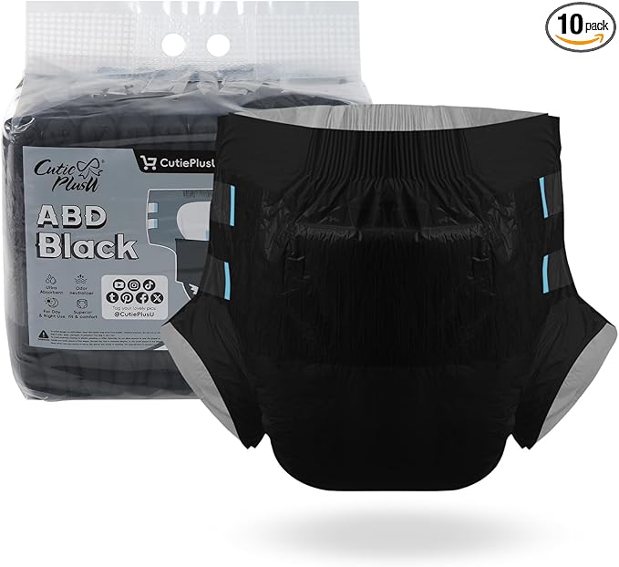 CutiePlusU Disposable Diaper Protective Underwear - Black 10 Pieces(Large 37"-47")