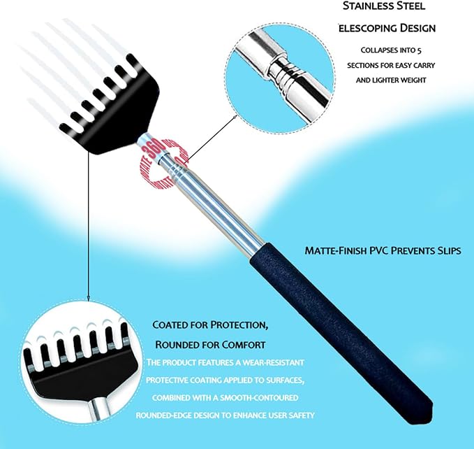 8-Piece Gift Box Set Retractable Back Scratchers | Portable Metal Body Massager Tool, Multi-Color Set for Men Women Kids & Pets - Father's Day, Valentine's, School Season