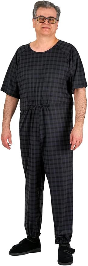 Ovidis Dementia Clothes - Alzheimers Anti-Strip Jumpsuit with Back-Zipper for Elderly Men - Bobby