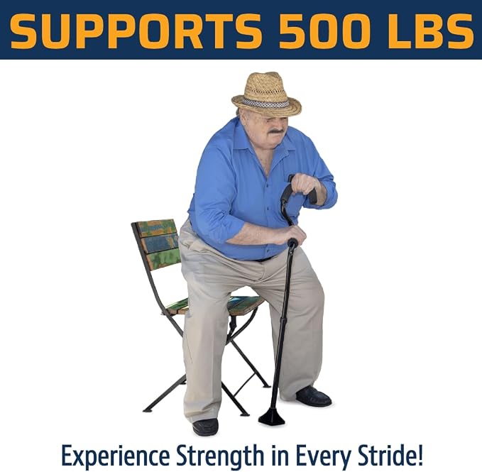 StrongArm Comfort Cane + Self Standing Lightweight Adjustable Walking Cane + Stabilizes Wrist & Provides Extra Support & Stability + Ergonomic Forearm Grip + Canes for Men & Women