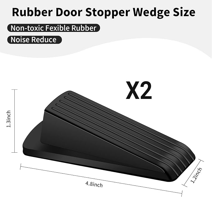 Door Stoppers, 2 Pack Premium Rubber Door Stoppers for Bottom of Door Security Rubber, Door Stopper Wedge for Carpet Heavy Duty Door