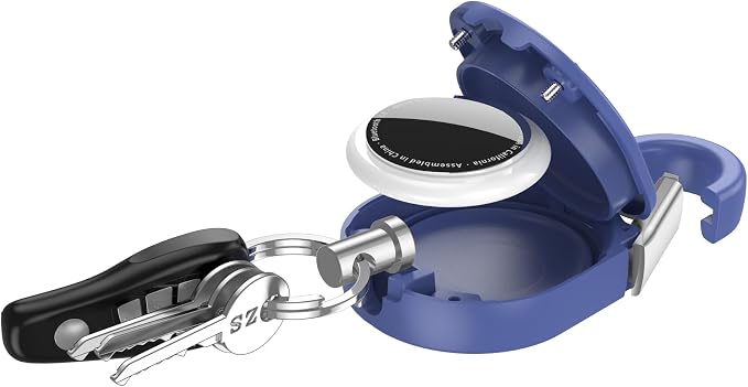 for Airtag Keychain,IPX8 Waterproof AirTag Holder with Carabiner,Hard PC,Lock Clip,Universal Wheel Keyring,Air Tag Keychain for Apple Airtag (Blue 1 Pack)