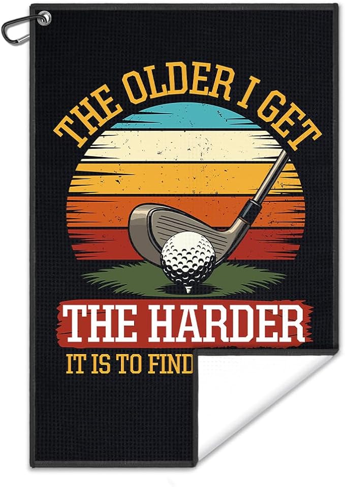 The Older I Get The Harder It is Golf Towel, Funny Golf Bag Towel with Clip for Men, Retro Golfing Accessories for Men, Father Day Retirement Gifts for Golfer Fan, Golfing Gifts for Dad Grandpa