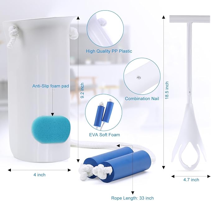 Jellas Sock Aid for Putting On Socks Kit,4.0 Inch Sock Helper for Seniors | Flexible Long Rope Design, Easy Put On Take Off Socks, Comfort Independence Helper, White
