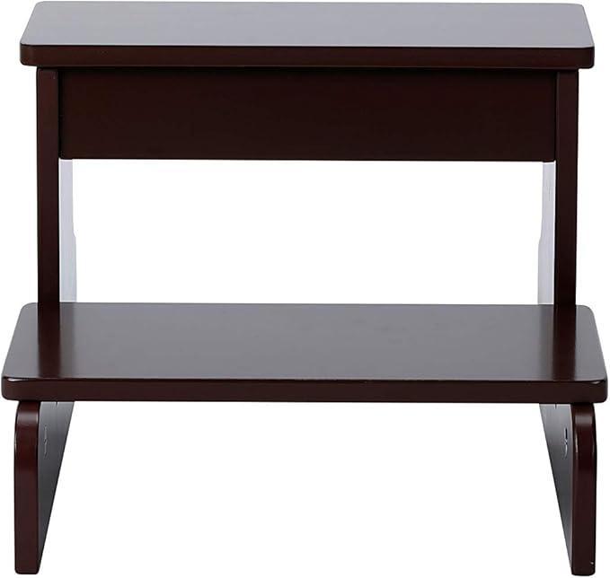 BirdRock Home Wooden Step Stool for Kids - Walnut - Decorative - Strong Sturdy Wood 2 Steps - Toddler Kids Step Helper for Kitchen Sink – Bathroom Toilet Stepping – Lightweight Construction