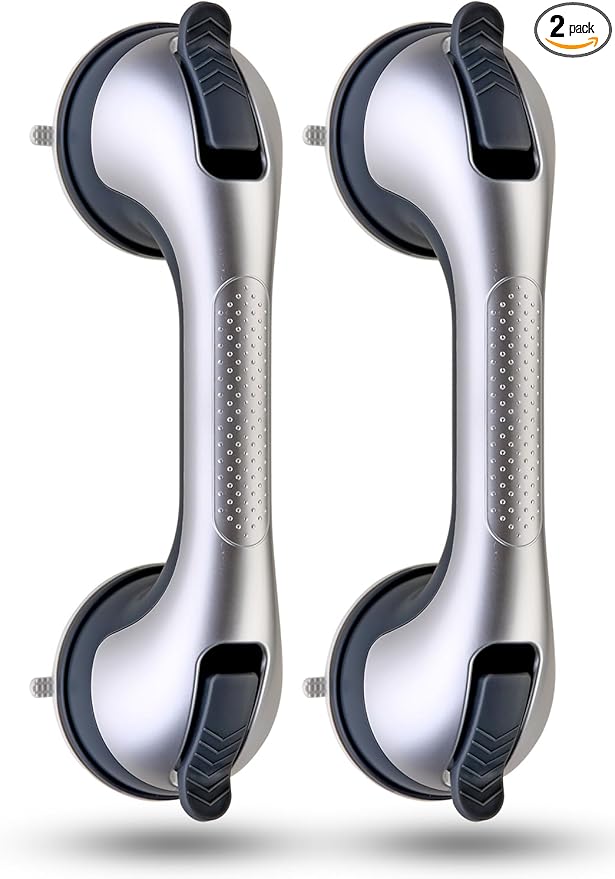 2 Pack Grab Bars for Bathtubs and Showers, Suction Grab Bar, Heavy Duty Shower Handle Removable Bath Handrails for Seniors and Elderly, Bathroom Safet
