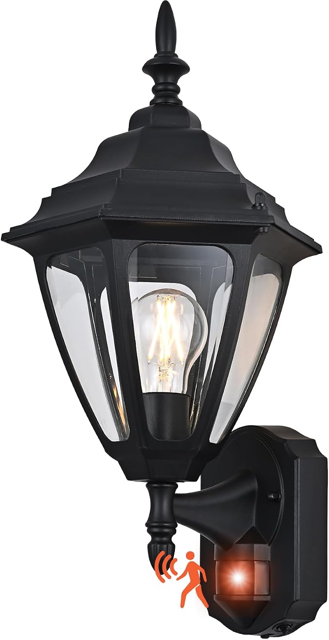 Porch Lights Outdoor Motion Sensor Wall Sconce Anti-Rust Aluminum, Exterior Outdoor Wall Lights Dusk to Dawn Porch Light Fixture Wall Mount for House Outside Patio Large