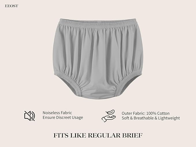 Adult Diaper Cover for Incontinence Noiseless Leak-Protection Underwear Plastic Pants Over Diapers Waterproof Rubber Pants (Gray, S(Men Size))