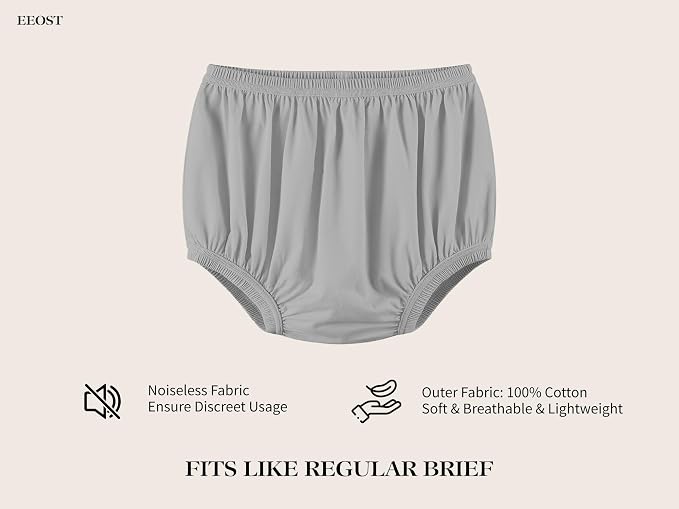 Adult Diaper Cover for Incontinence Noiseless Leak-Protection Underwear Plastic Pants Over Diapers Waterproof Rubber Pants(Gray, X-Small)