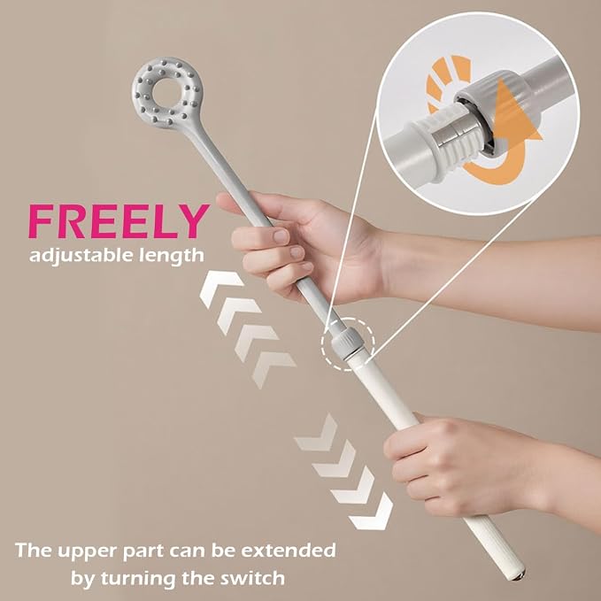 Back Scratcher for Adults | Back Itch Relieve | Donuts Extendable Scratcher for Men Women Portable and Lightweight White 18inch