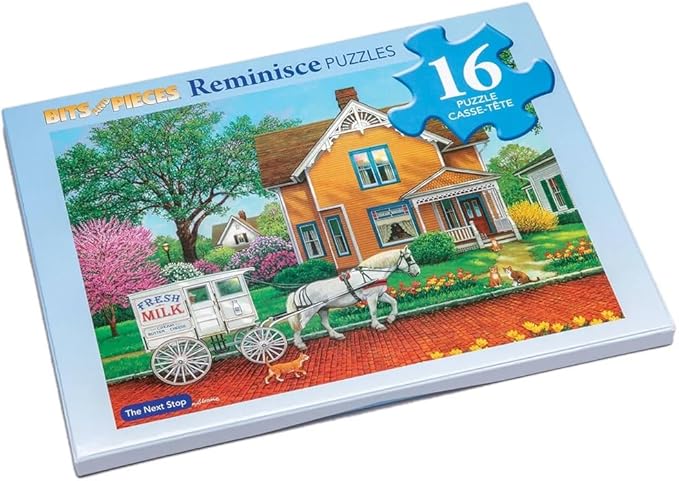 Bits and Pieces Large Piece Puzzles for Seniors, 10 in. x 13 in. The Next Stop Puzzle - 16 pc Extra Large Pieces Puzzles for Dementia Seniors, Alzheimer Puzzle Memory Aids for Seniors with Dementia