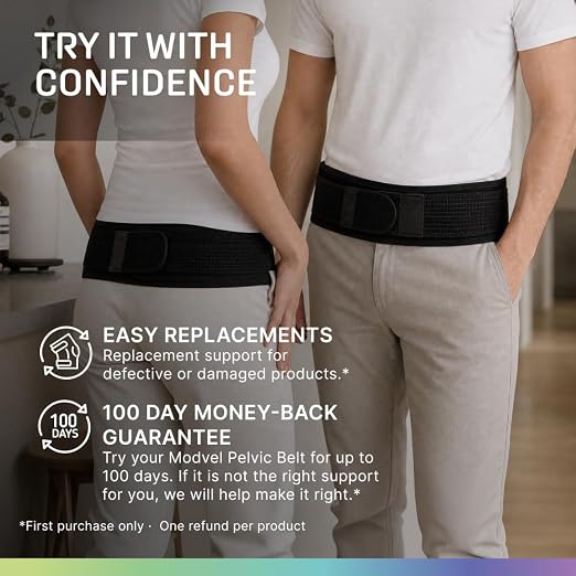 Modvel Pelvic Support Belt, Posture Corrector for Women & Men, Back Brace for Lower Back Pain, Hip & Waist Trainer for Women, Sciatica Pain Relief Support, Waist Cincher, Comfortable Daily Wear