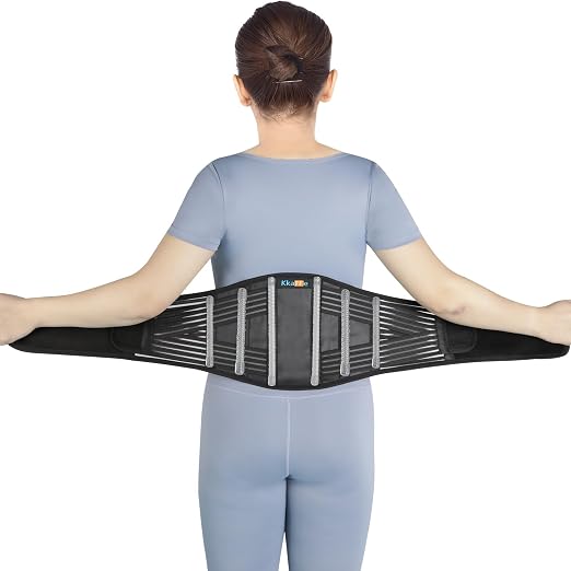 Back Brace for Lower Back Pain Relief,Back Support Belt for Men & Women | 6 Stainless Steel Spring Lumbar Support Belt For Herniated Disc and Sciatica，Four 2-in-1 elastic bands on the back Back Belt