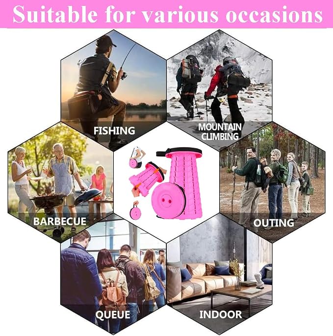 Fishboy Upgraded Collapsible Stool, 400lbs Max Weight, Lightweight But Sturdy, Portable Retractable Folding Telescoping Foldable Camping Stool for Adults Outdoor Fishing Hiking BBQ