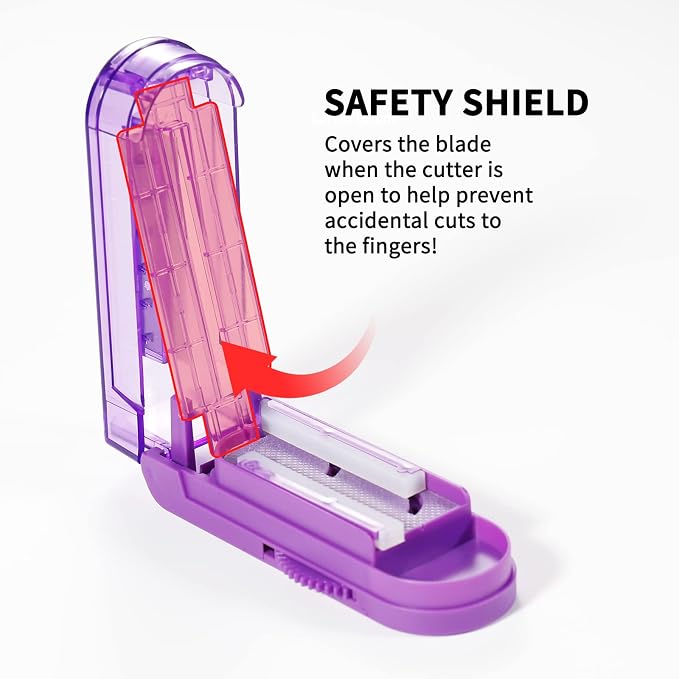 Multiple Pill Splitter, Adjustable Pill Cutter, Stainless Steel Cutting Blade & Blade Guard, with Accurate Pill Alignment, for Cutting Small Pills or Large Pills in Half (Purple)