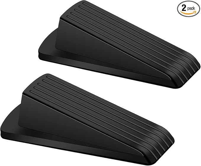 Door Stoppers, 2 Pack Premium Rubber Door Stoppers for Bottom of Door Security Rubber, Door Stopper Wedge for Carpet Heavy Duty Door
