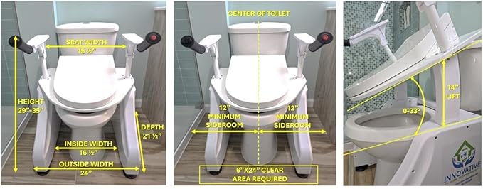 EaseLift Powered Toilet Lift with Handles Electric Height Adjustable Elevated Seat Riser Elderly, Seniors, Injured 440lbs Rechargeable Battery Incl Safe Certified Easy Assembly | HSA&FSA