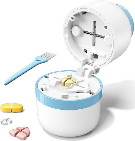 Daviky Pill Cutter 1/4, Adjustable Pill Cutter Splitter for Small and Tiny Pills with Accurate Alignment, Dual Safety Blades, Tablet Cutter for Small or Large Pills, Vitamins, Medication, Easy to Use