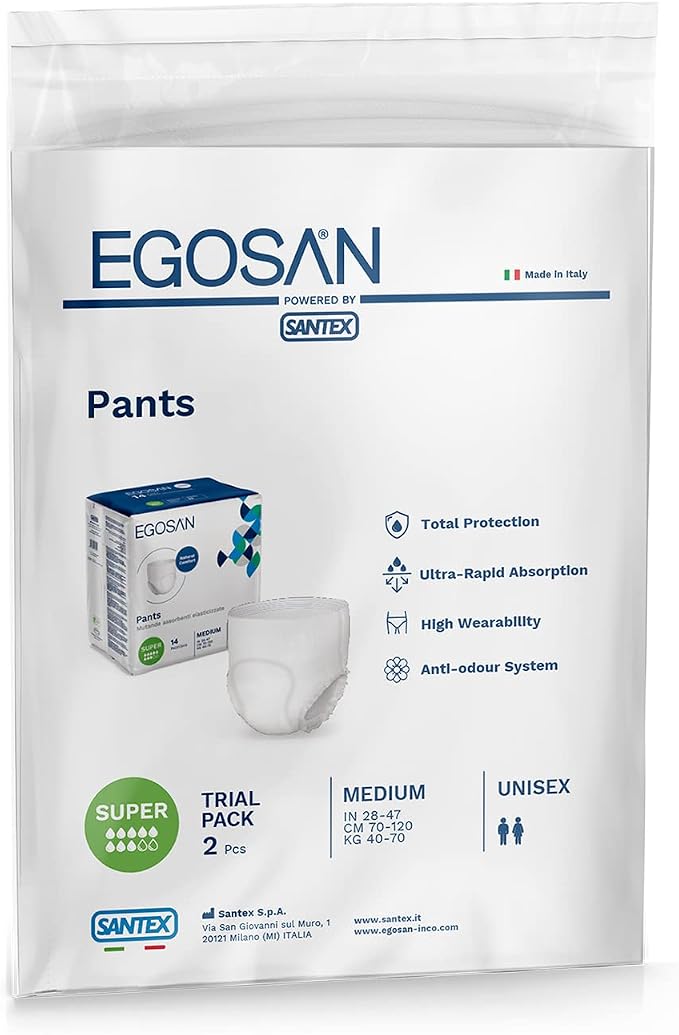 Egosan Super Incontinence Adult Pull Up Underwear with New Stretchable Waistband, Maximum Absorbency for Active Men and Women (Medium, 2, Count)