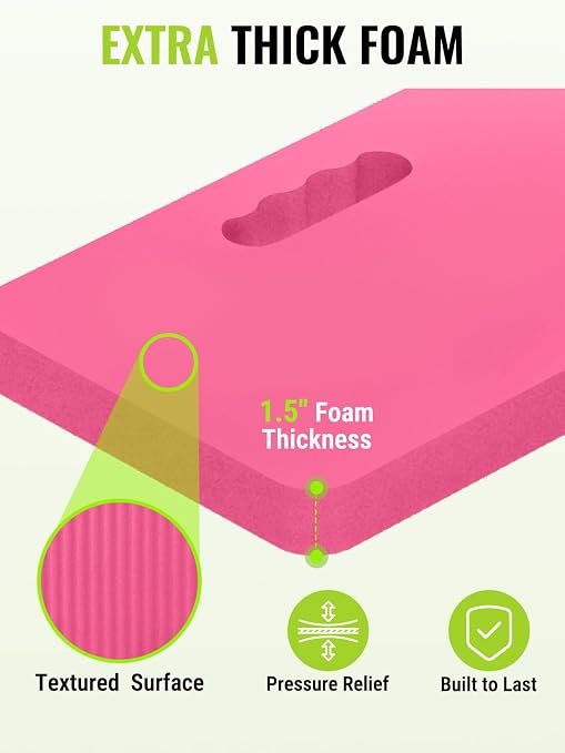 WORKPRO Extra Thick Kneeling Pad, Pink, 17.5 x 11 x 1.5 in, Pink | Soft NBR Foam Cushioning for Knee, Large Foam Kneeler Mat, For Gardening, Bathing Baby, Exercise, Workout Supplies