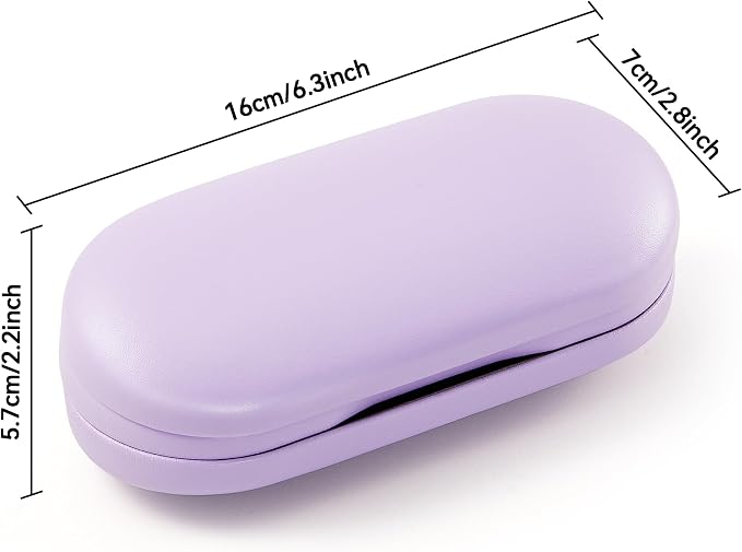 Muf 2 in 1 Contact Lens Case and Glasses Case, Double Sided Design with Mirror, Portable Travel Kit with Tweezer, Remover and Solution Bottle, Purple